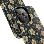 Navy Cherry Blossom Floral iPhone Case - Compatible with MagSafe - Shamo's