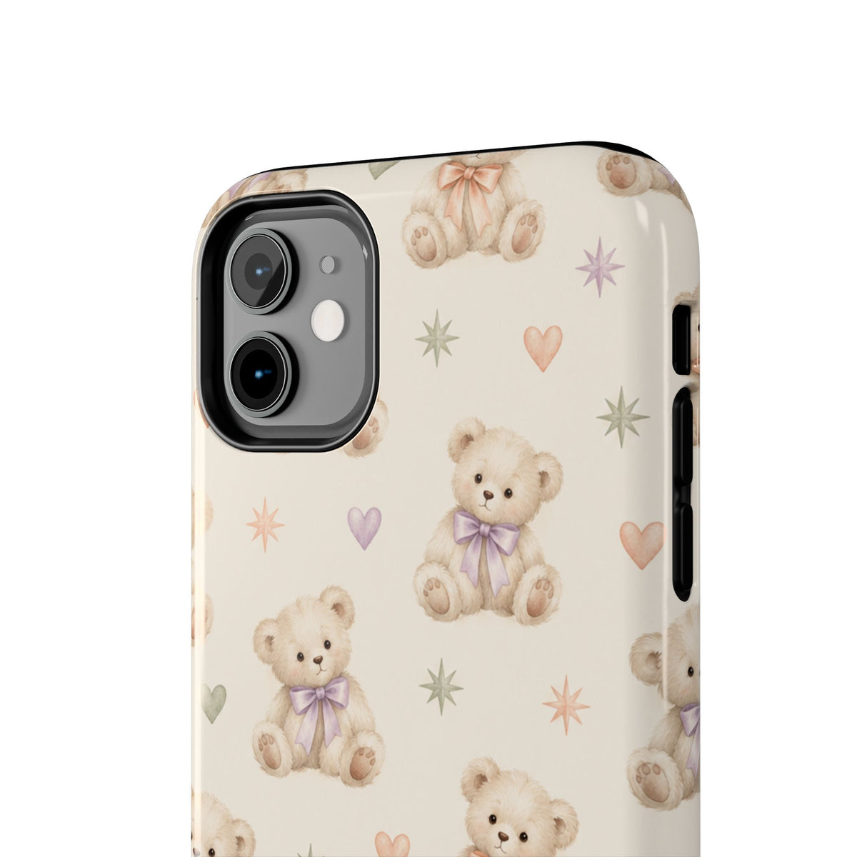 Cute Pastel Bear Impact Phone Case | Heart & Star Kawaii Pattern