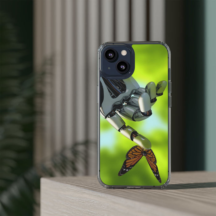 Clear Phone Cases with Robotic hand and Butterfly theme