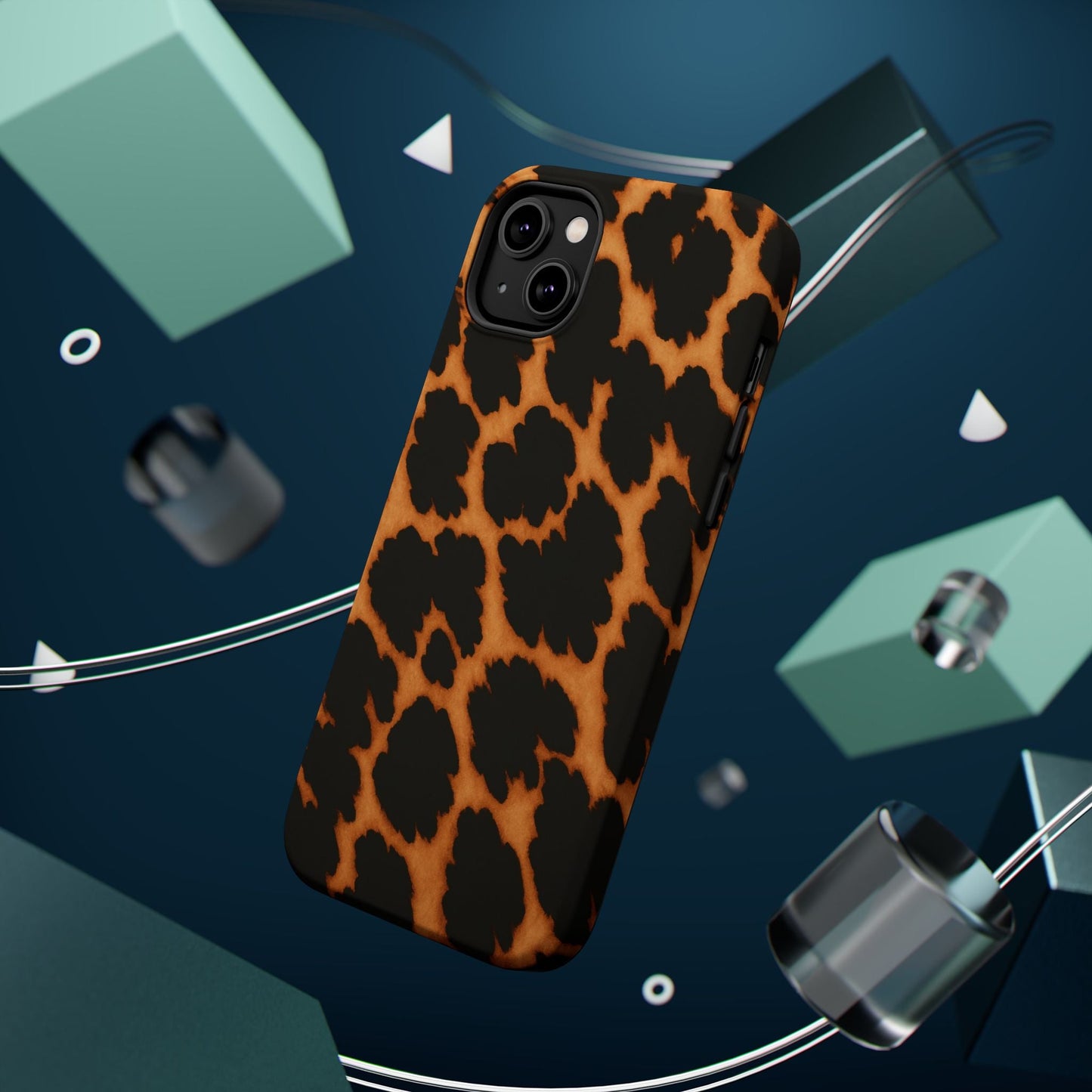 Leopard Print Impact-Resistant iPhone Case with MagSafe compatibility