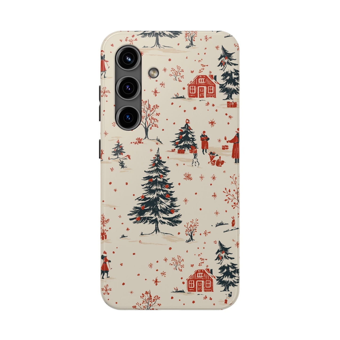 Winter Village Holiday Tough iPhone Case — Vintage Holidays & Snow Scene