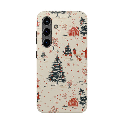 Winter Village Holiday Tough iPhone Case — Vintage Holidays & Snow Scene