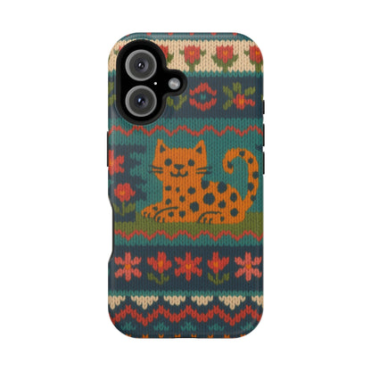 Cozy Knit Leopard Pattern Sweater Holiday Theme iPhone Case with MagSafe compatibility