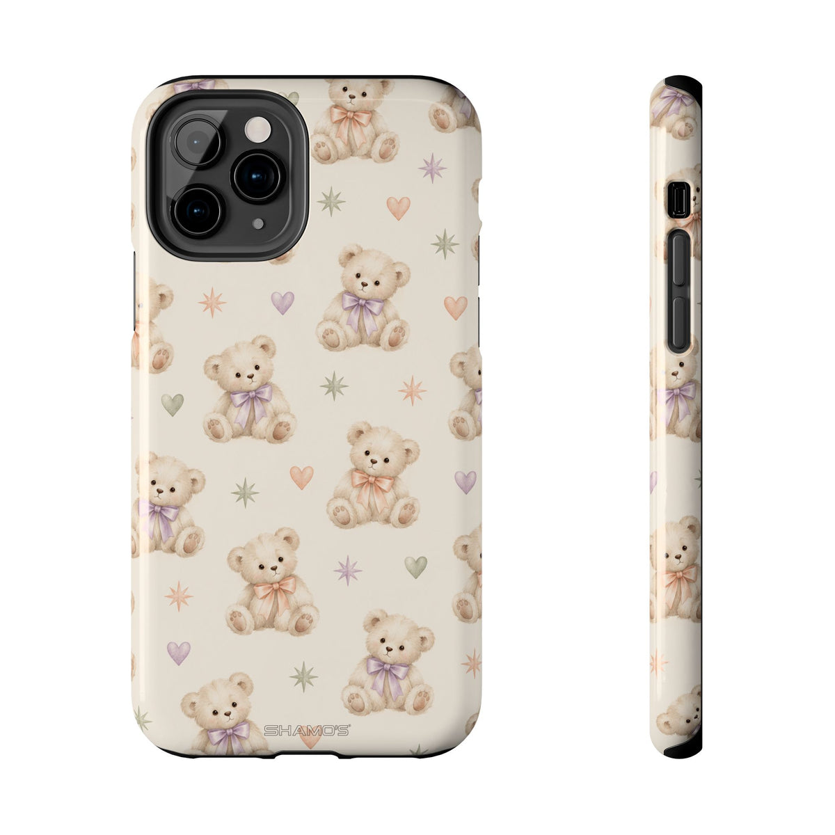 Cute Pastel Bear Impact Phone Case | Heart & Star Kawaii Pattern