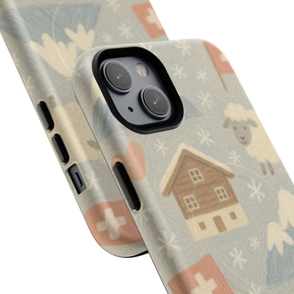 Swiss Chalet Sheep Pattern Tough MagSafe iPhone Case