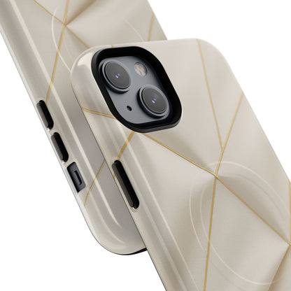Beige Gold Geometric Luxury Series iPhone Case with MagSafe