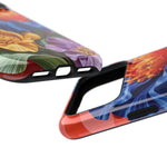 Electric Paradise MagSafe Phone Case – Cobalt Floral & Coral Waves | Glossy
