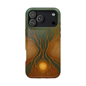 Abstract Tree of Life Design Golden Origin iPhone Case | MagSafe Compatible  Shamo's iPhone 17 Pro Max / Glossy