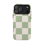 Sage Checkerboard Tough iPhone Case - Compatible with MagSafe - Shamo's