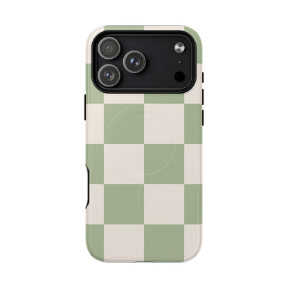 Sage Checkerboard Tough iPhone Case - Compatible with MagSafe