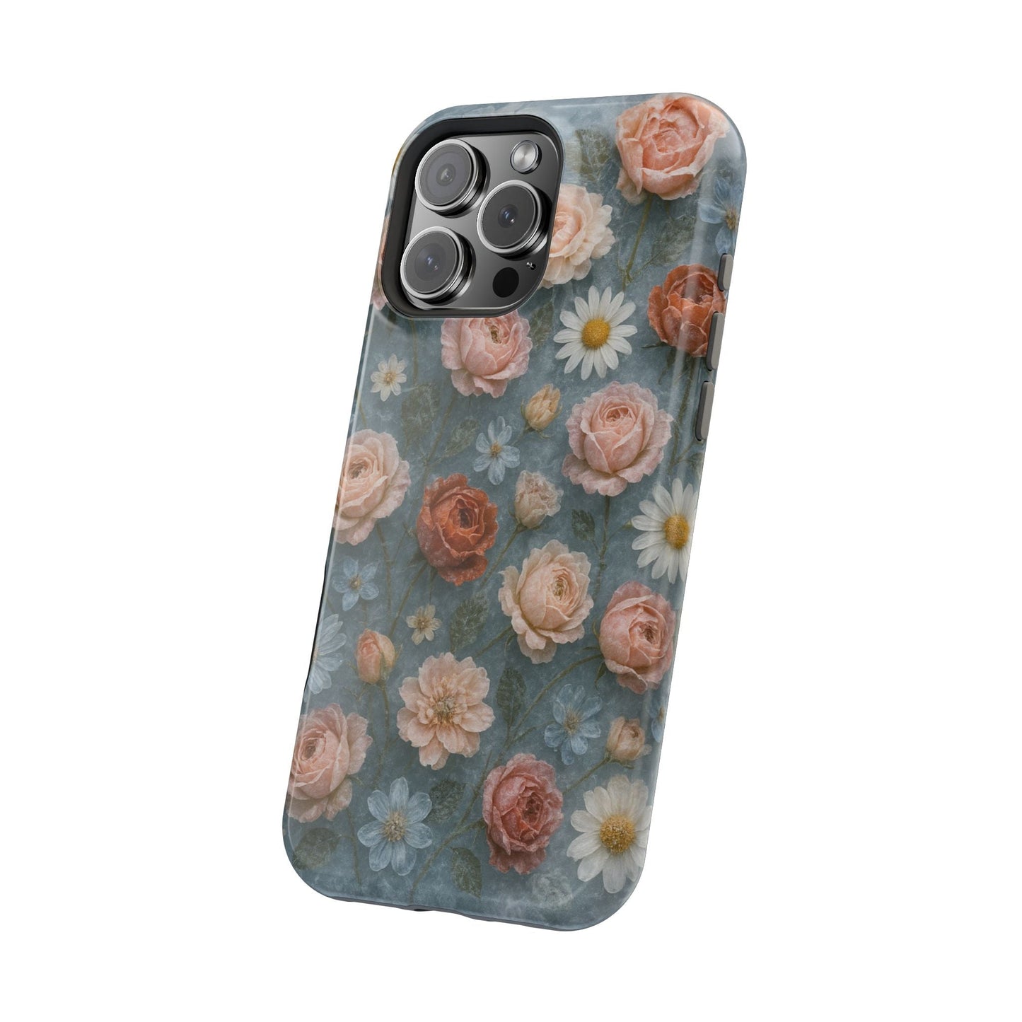 Frozen Floral Vintage Roses & Daisies iPhone Case with MagSafe compatibility  Shamo's