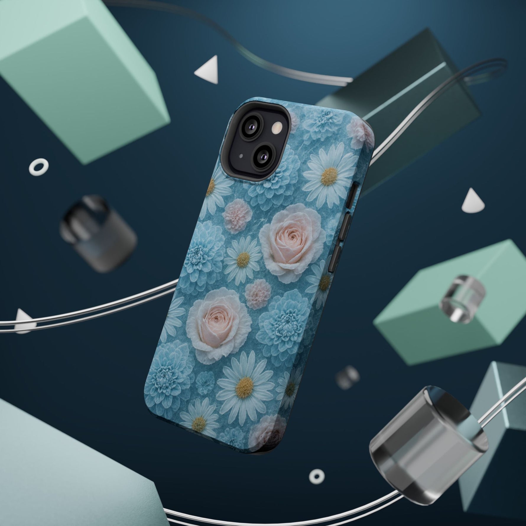 Frozen Floral Rose & Daisy Impact iPhone Case | MagSafe compatible  Shamo's