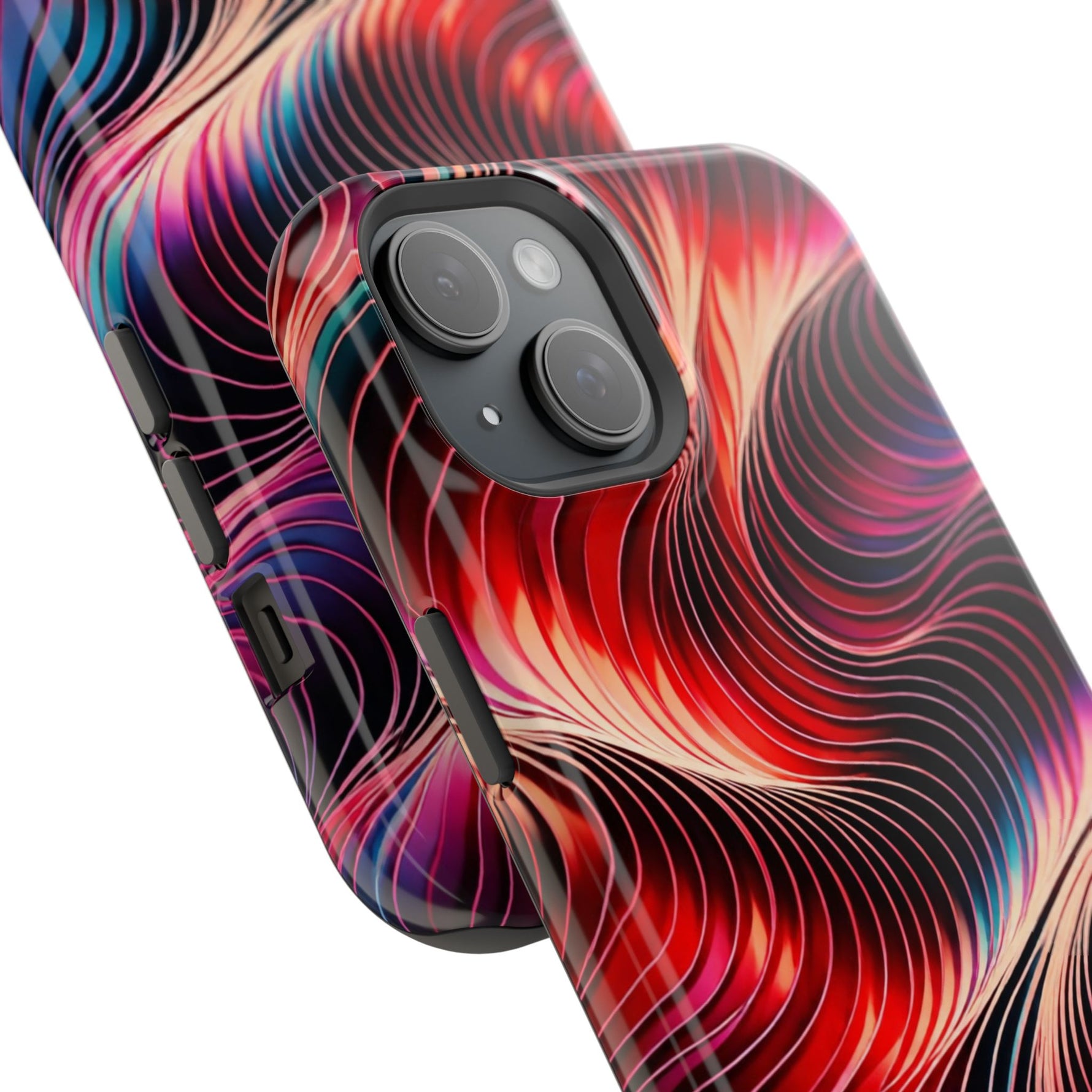 Abstract Red Wave Magnetic Impact-Resistant Phone Case | MagSafe