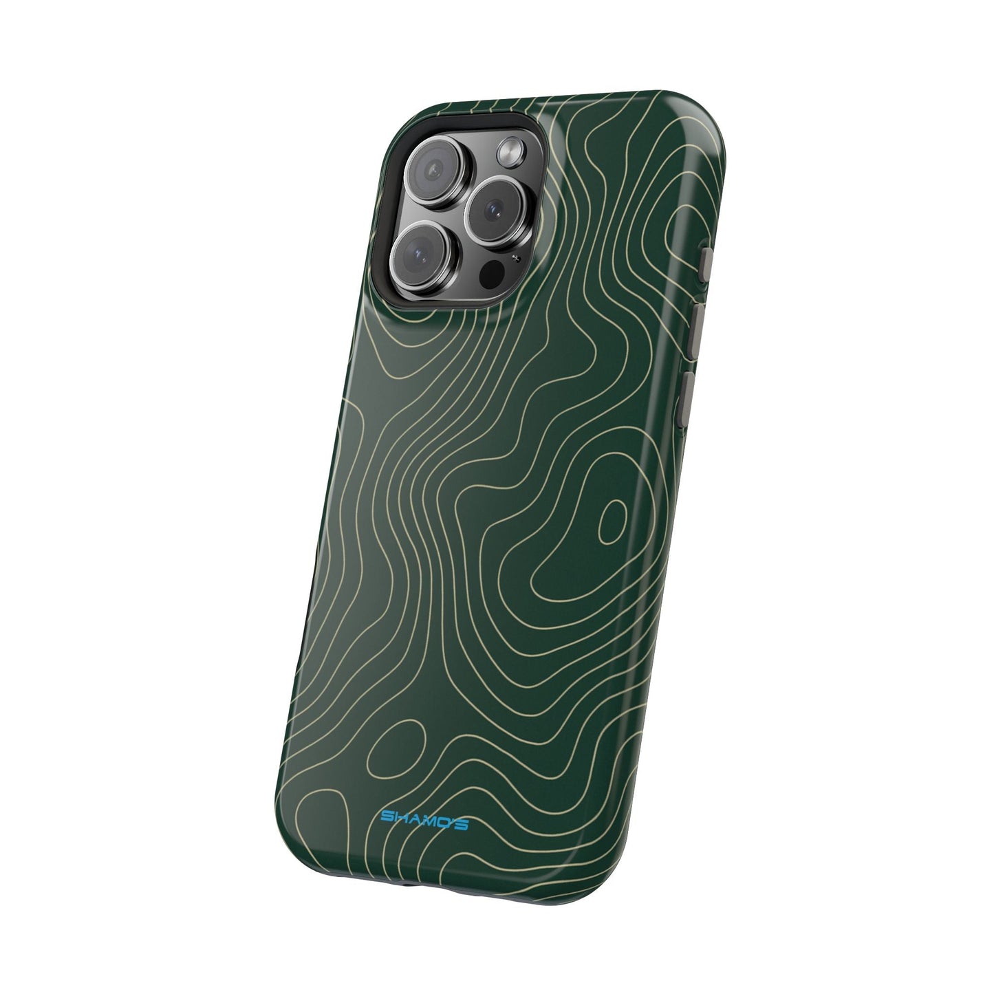 Topographic Green Magnetic Impact-Resistant iPhone Case | MagSafe compatible  Shamo's