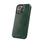 Topographic Green Magnetic Impact-Resistant iPhone Case | MagSafe compatible  Shamo's