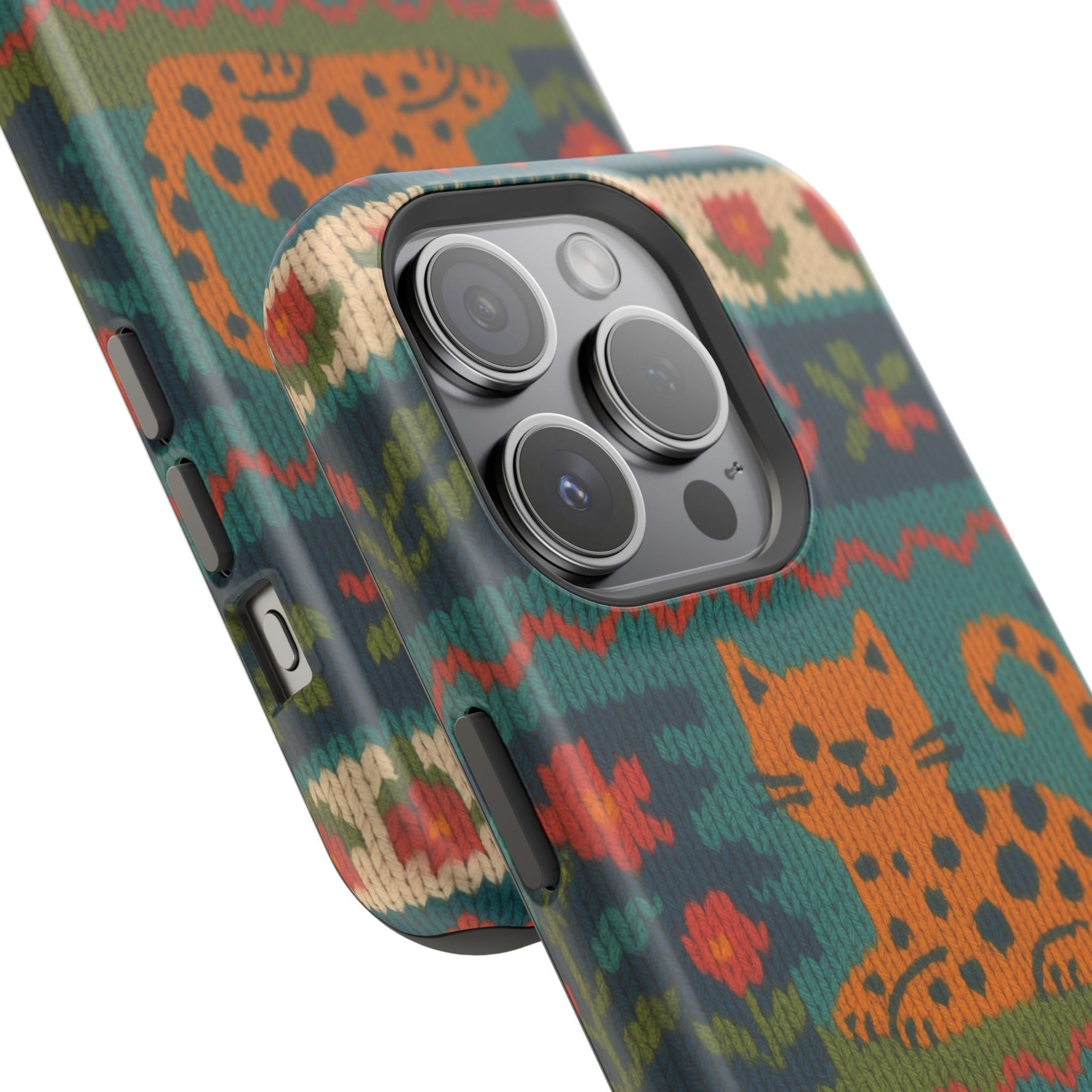 Cozy Knit Leopard Pattern Sweater Holiday Theme iPhone Case with MagSafe compatibility  Shamo's