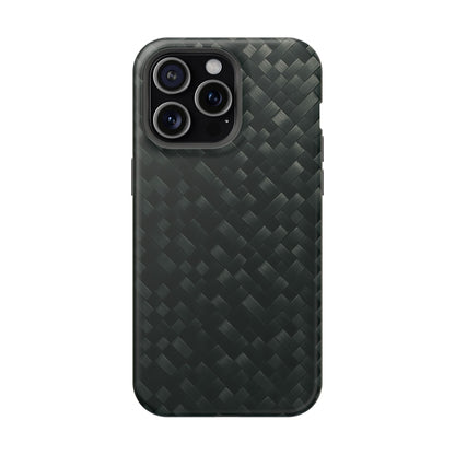 Dark Carbon Fiber Texture Magnetic Impact-Resistant iPhone Case | MagSafe compatible  Shamo's iPhone 15 Pro Max / Matte