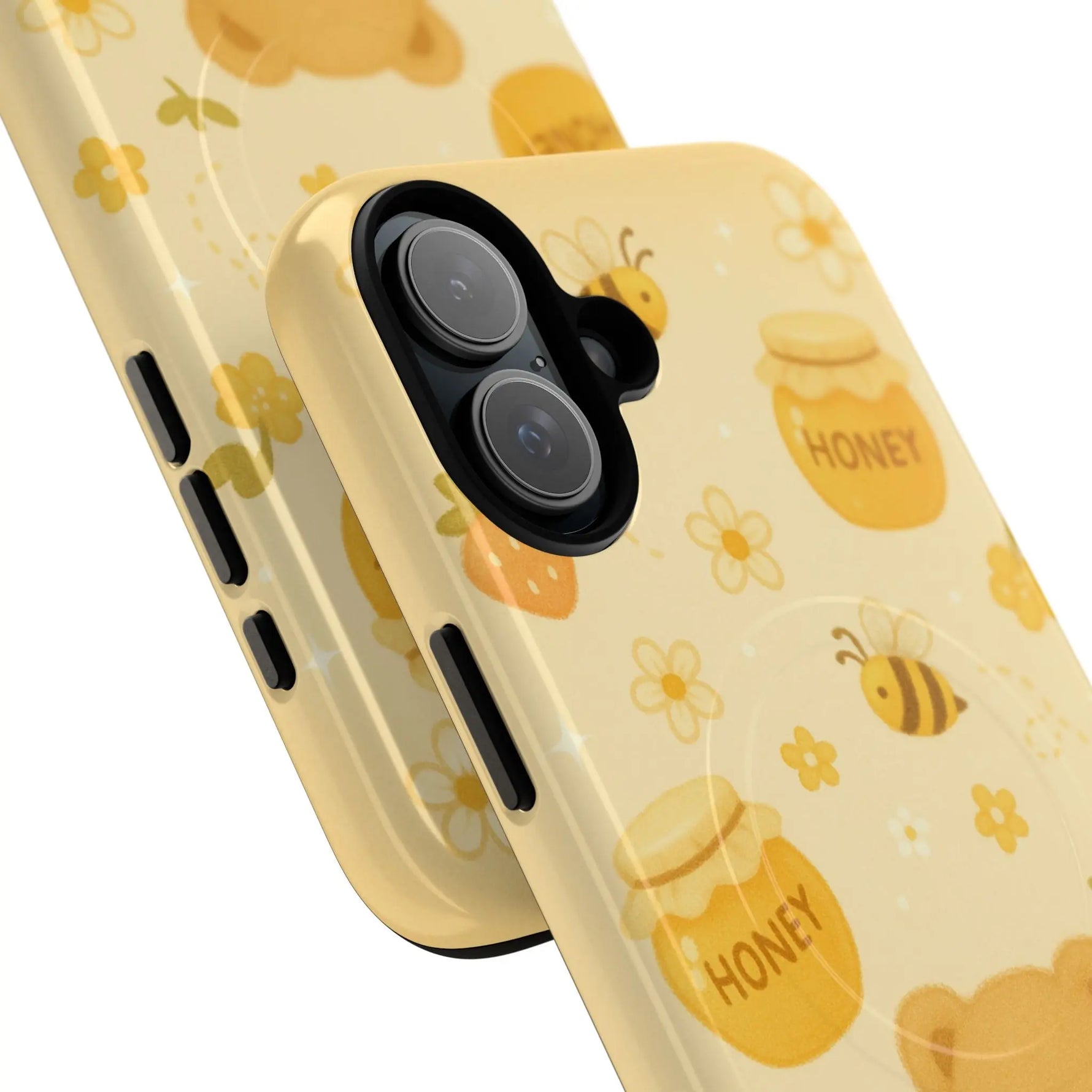 Cute Honey Teddy Bear iPhone Case — Yellow Bee & Honey Pot Design with MagSafe  Shamo's