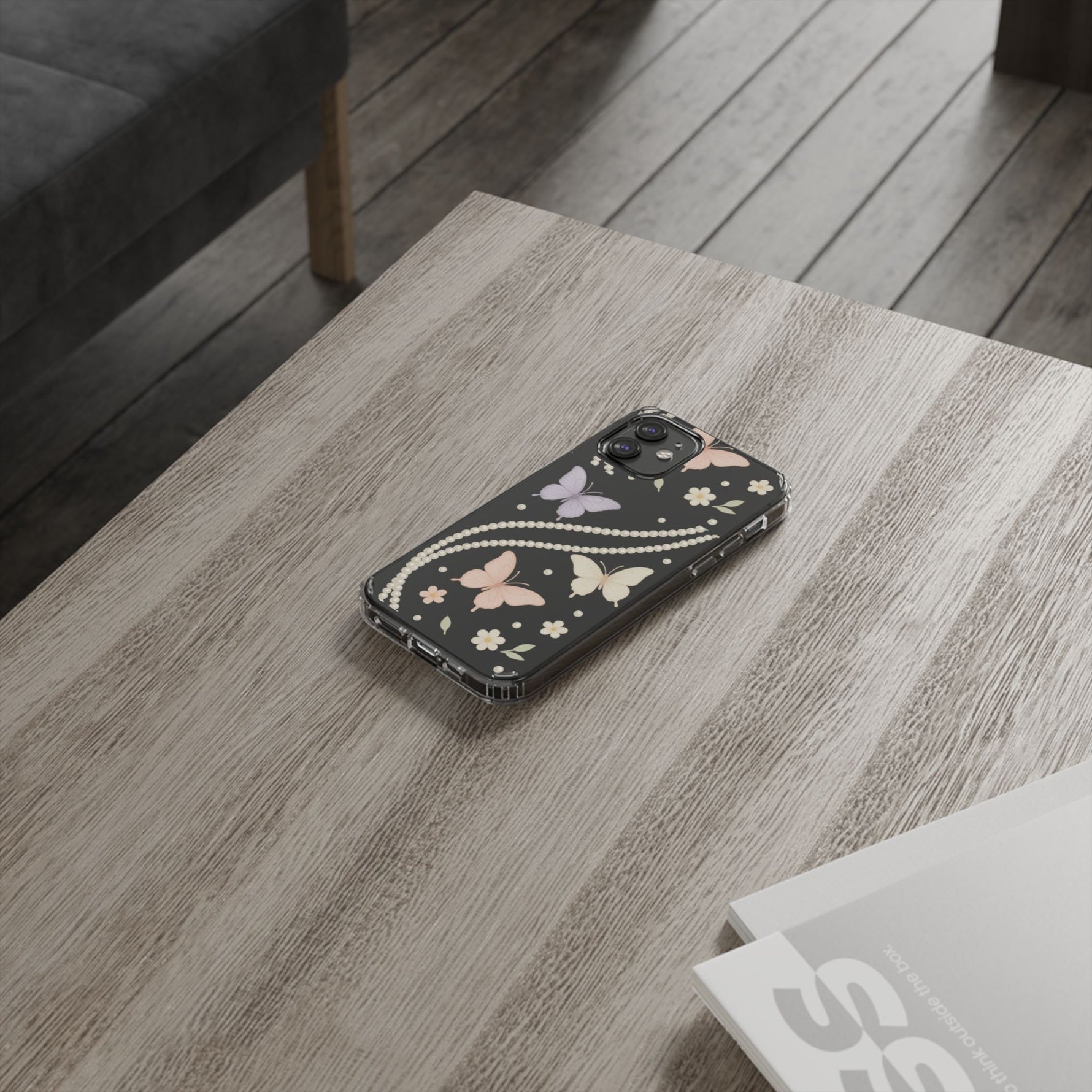 Butterfly Pearl Impact-Resistant Clear iPhone Case - Shamo's