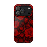 Melted Lava Dark Red Floral iPhone Case — MagSafe Compatible  Shamo's iPhone 17 Pro / Glossy