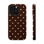 Polka Dot iPhone Case — Brown & Cream MagSafe Protective Cover