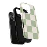 Sage Checkerboard Tough iPhone Case - Compatible with MagSafe - Shamo's