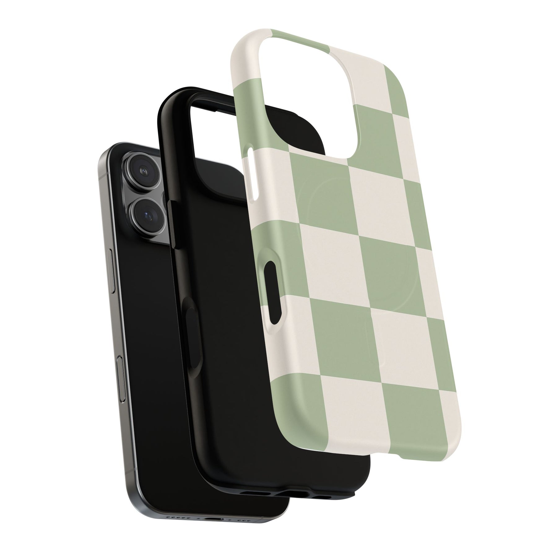 Sage Checkerboard Tough iPhone Case - Compatible with MagSafe - Shamo's