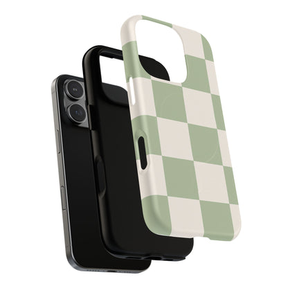 Sage Checkerboard Tough iPhone Case - Compatible with MagSafe