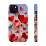 3D Paper Hearts Valentine Love iPhone Case with MagSafe Compatibility, Personalizable - iPhone 14 / Glossy - Shamo's
