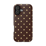 Polka Dot iPhone Case — Brown & Cream MagSafe Protective Cover