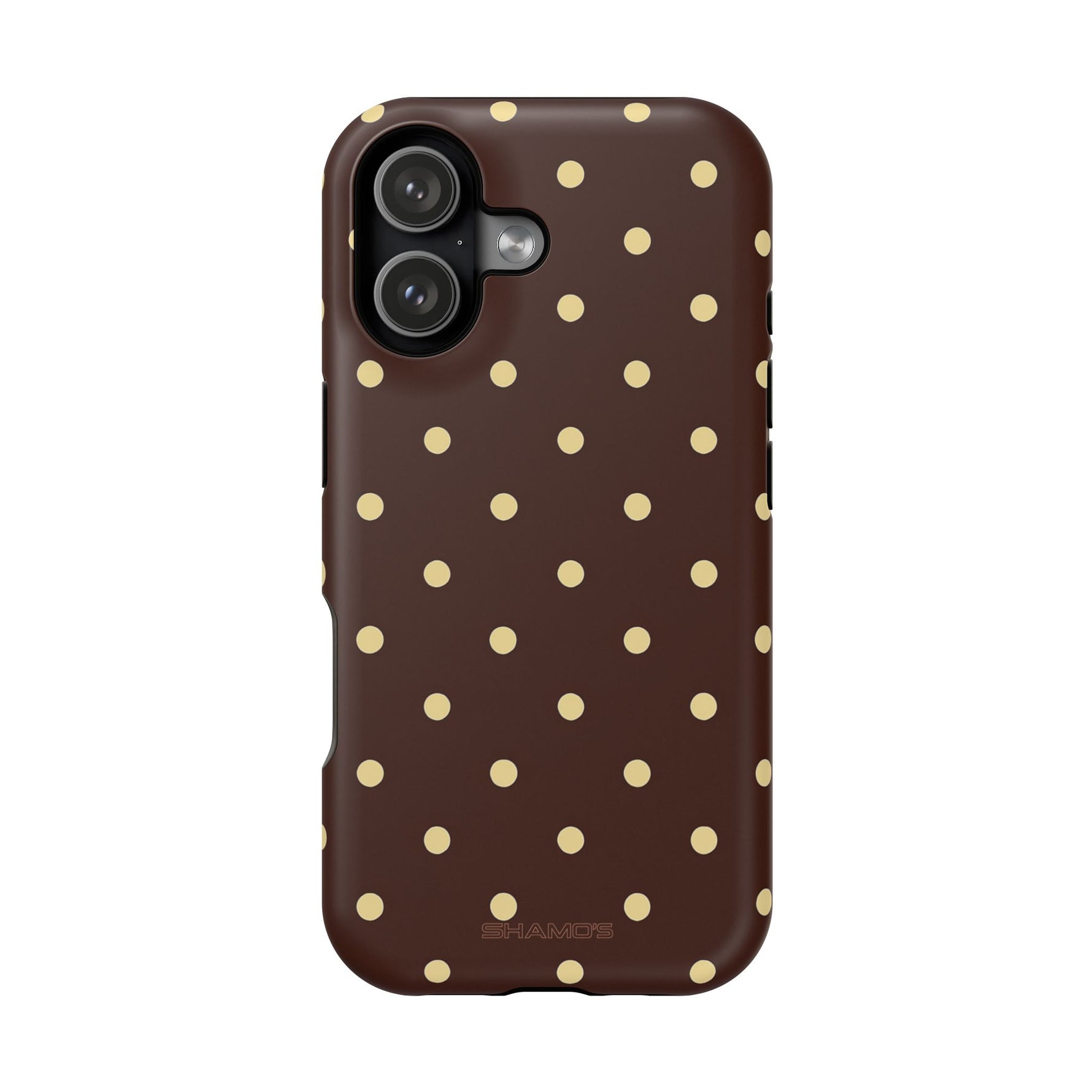Polka Dot iPhone Case — Brown & Cream MagSafe Protective Cover