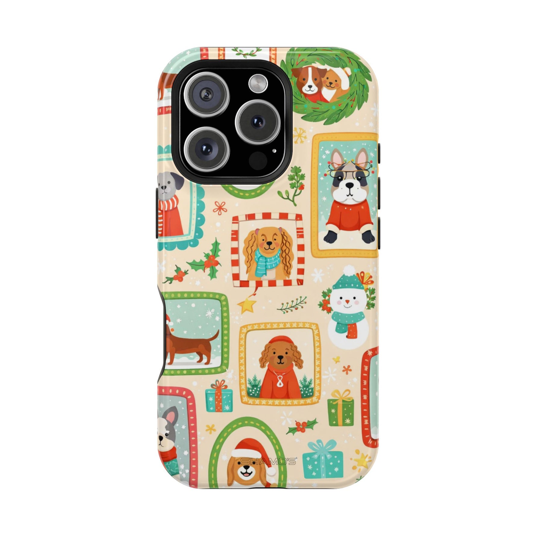 Cute Holiday Dogs MagSafe Compatible Impact-Resistant Phone Case - iPhone 16 Pro / Glossy - Shamo's