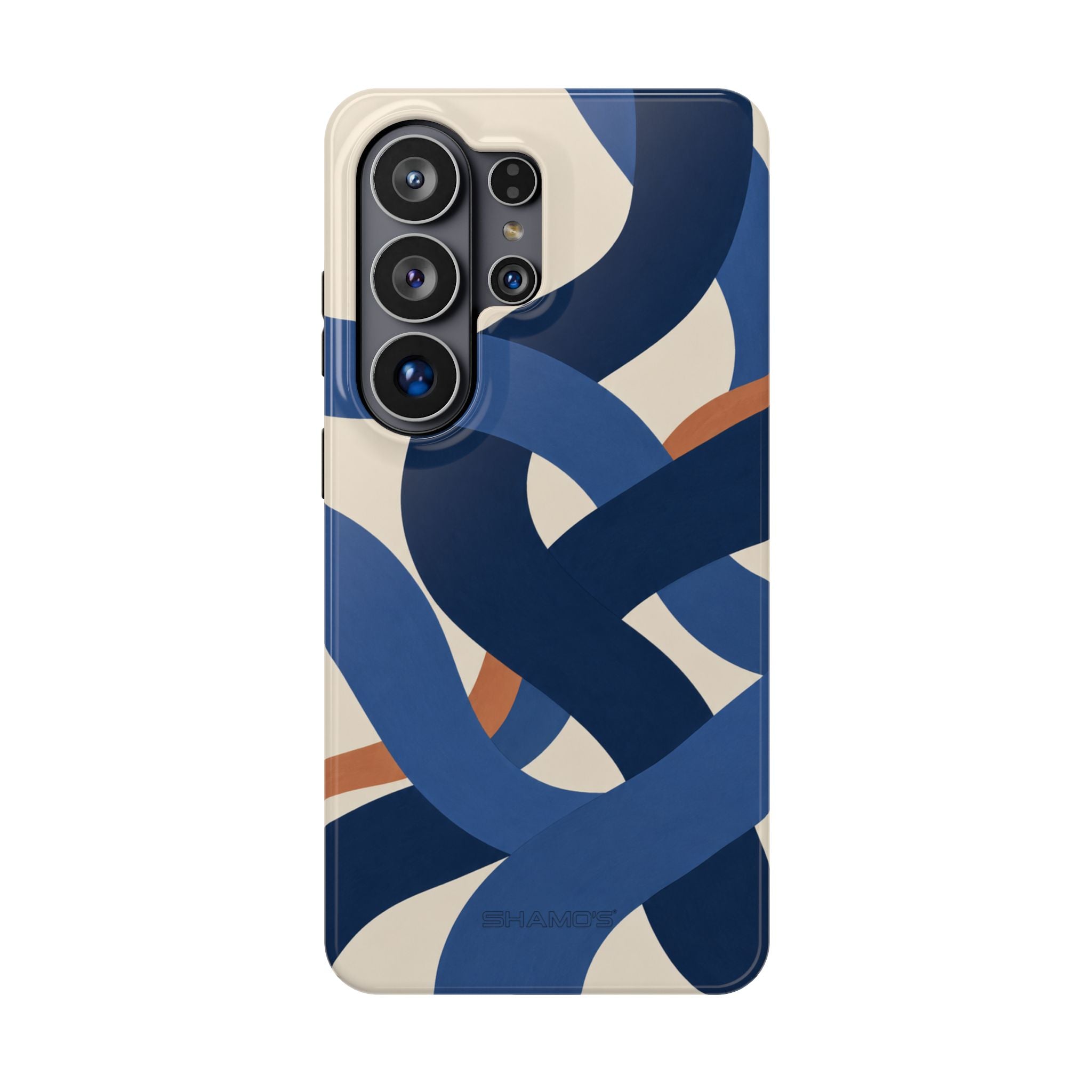 Indigo Loom MagSafe Phone Case – Blue & Ivory Abstract Woven Pattern