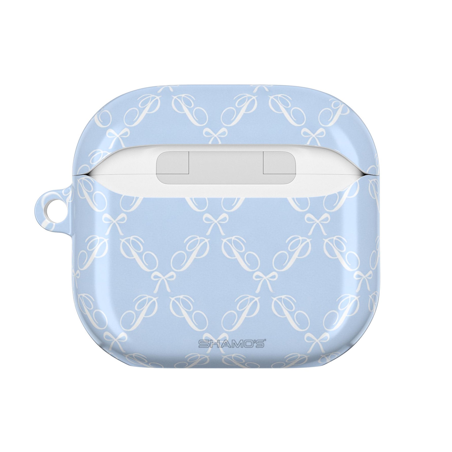 Pastel Blue Bow Pattern AirPod Case — Elegant Bow Pattern Protective Cover
