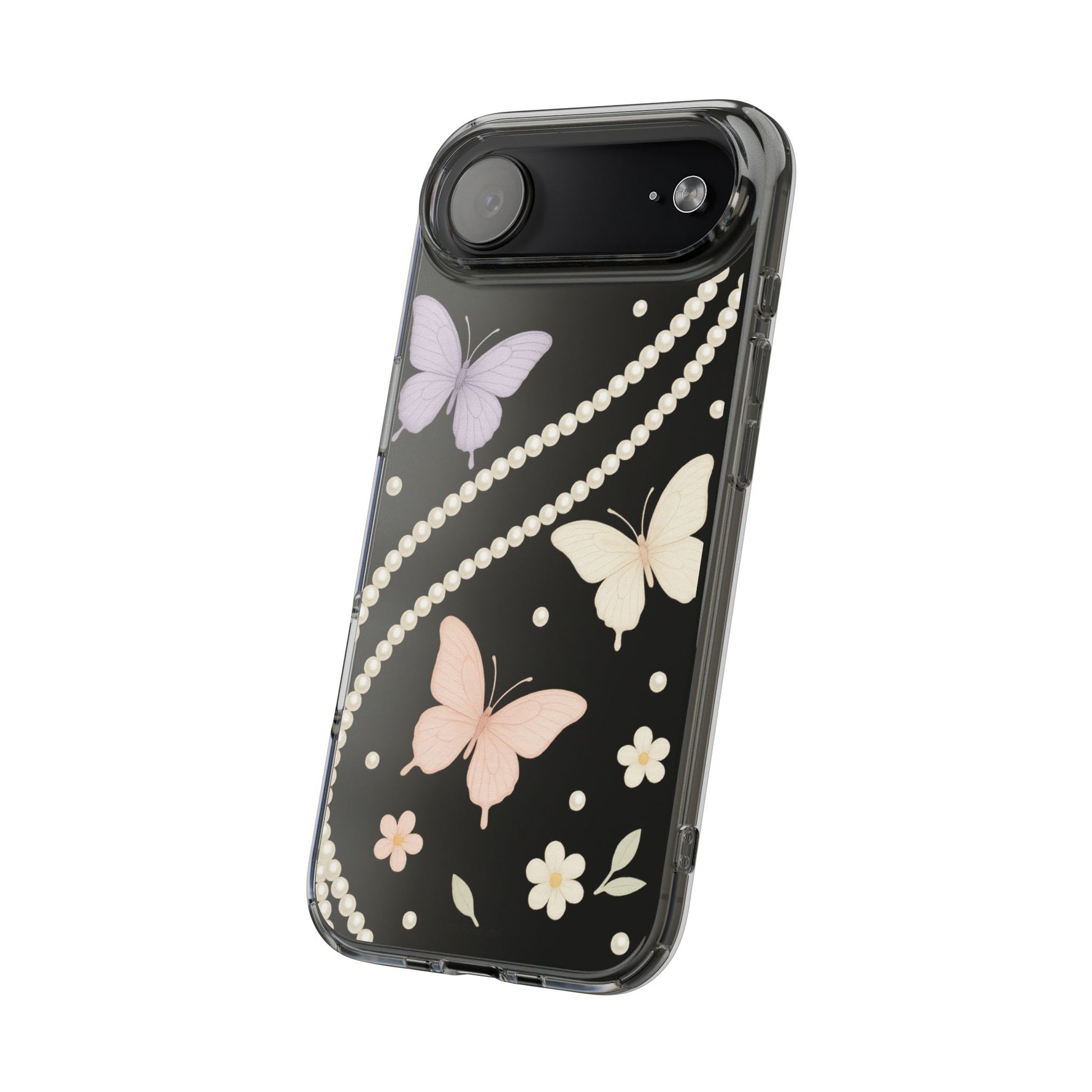 Butterfly Pearl Impact-Resistant Clear iPhone Case - iPhone 17 / Without gift packaging - Shamo's