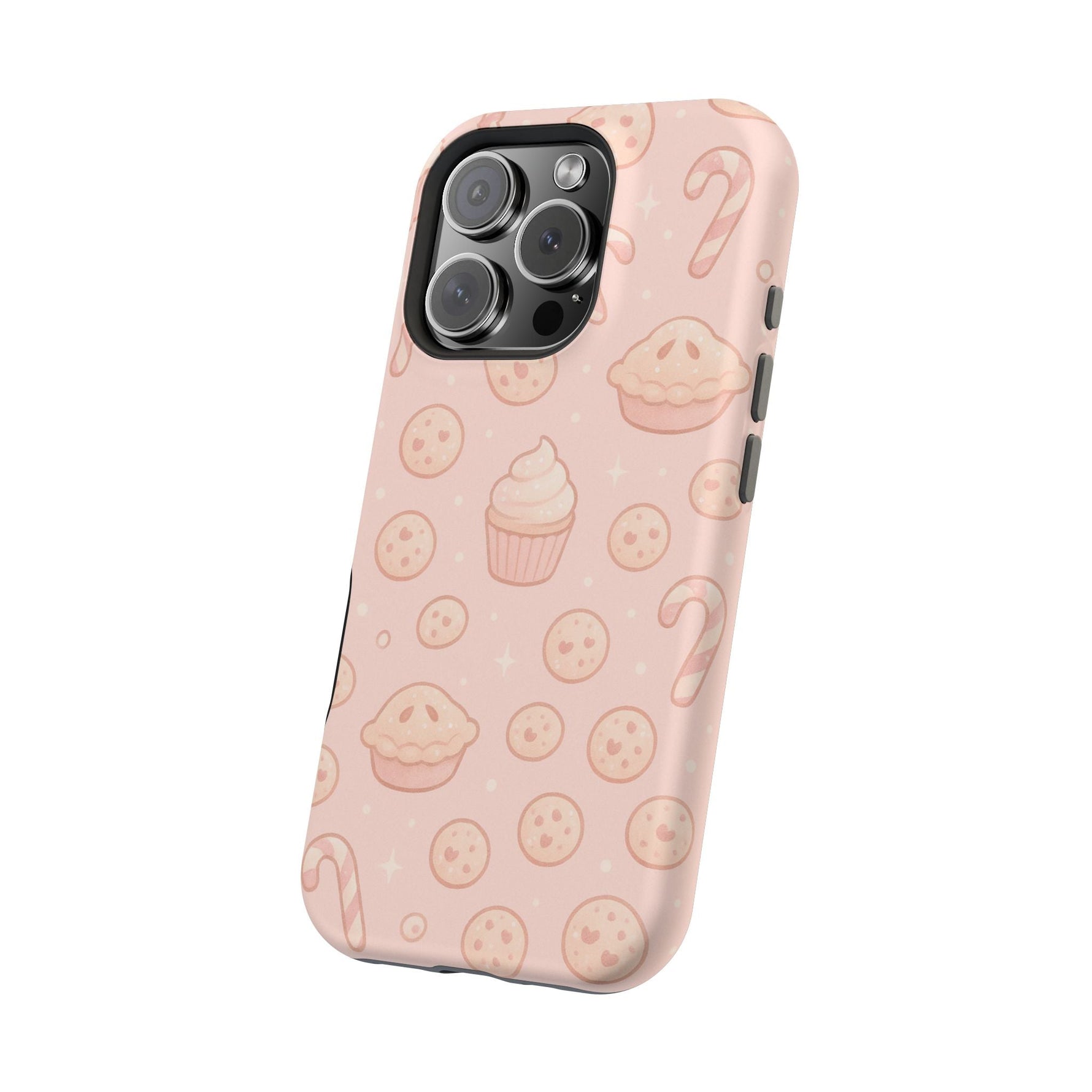 Pink Holiday Sweets Pattern (Cupcake, Pie, Candy Cane) iPhone Case with MagSafe  Shamo's
