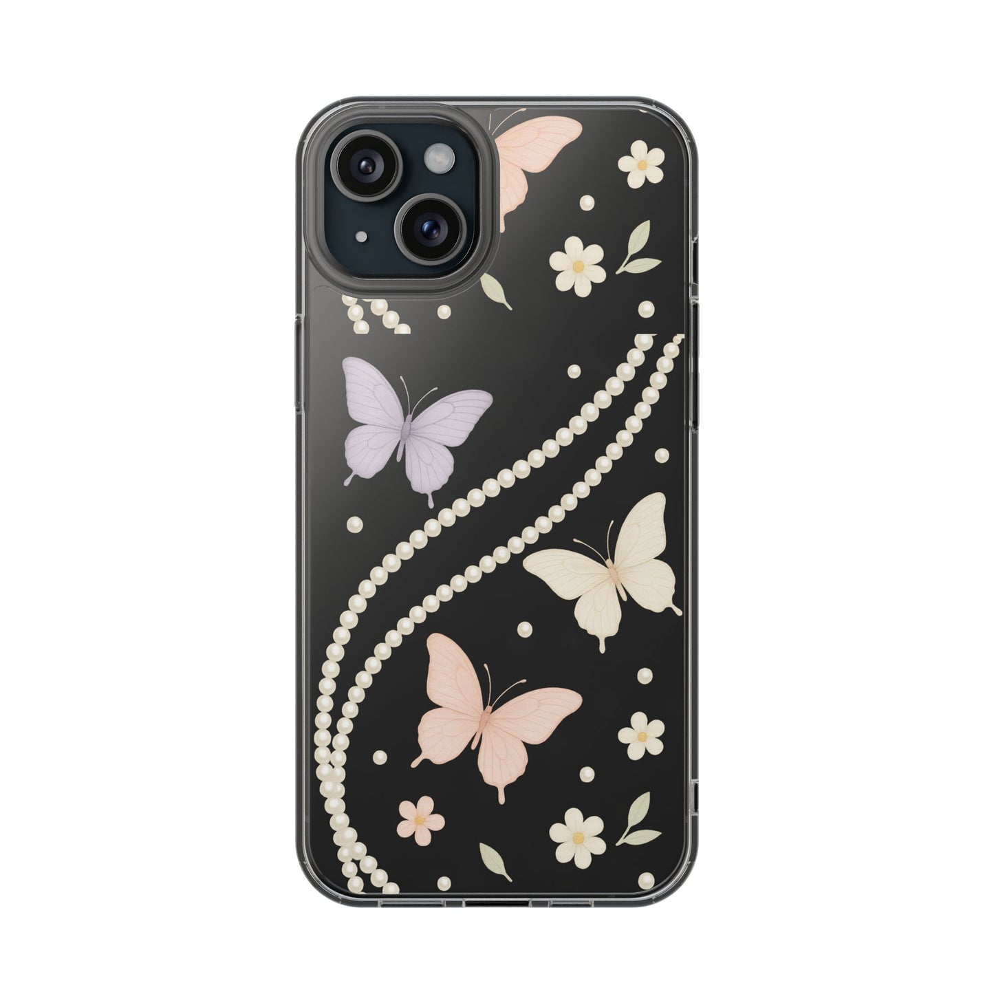 Butterfly Pearl Impact-Resistant Clear iPhone Case - Shamo's