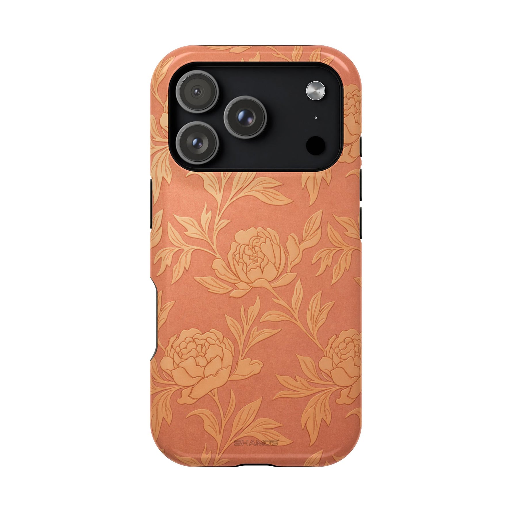 Floral Rose Gold Magnetic Impact-Resistant iPhone Case, MagSafe Compatible - iPhone 17 Pro / Glossy - Shamo's
