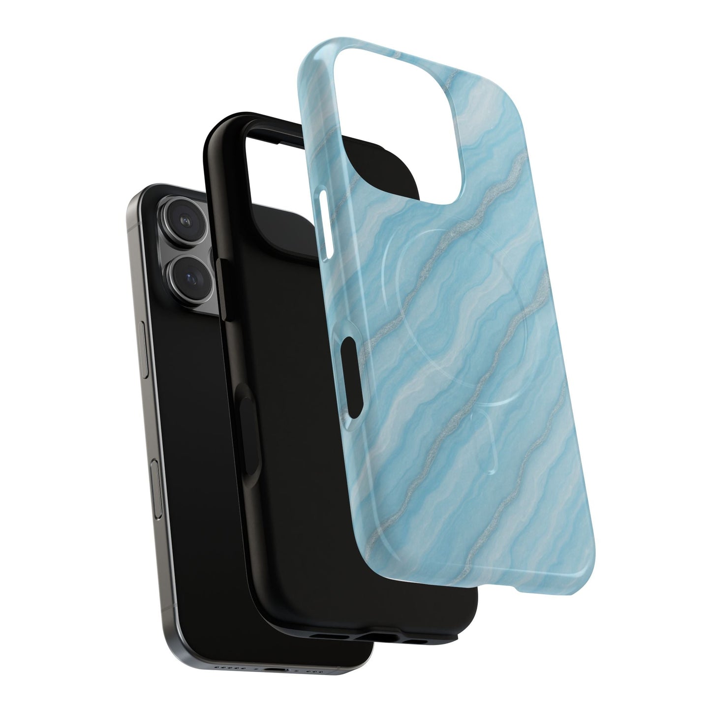 Sky Blue Marble iPhone Case with MagSafe