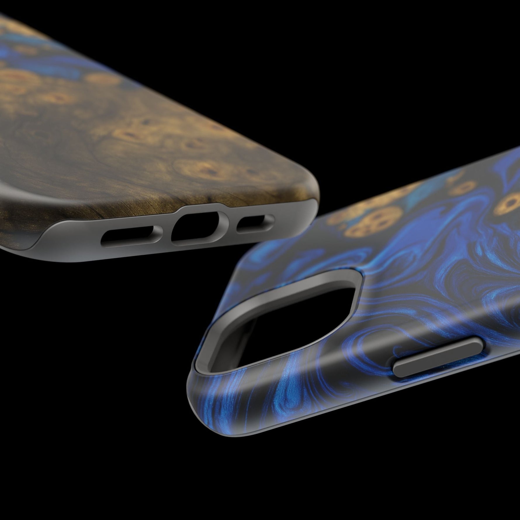 Blue Swirl & Burl Wood Impact iPhone Case | MagSafe compatible  Shamo's
