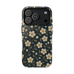 Navy Cherry Blossom Floral iPhone Case - Compatible with MagSafe - Shamo's