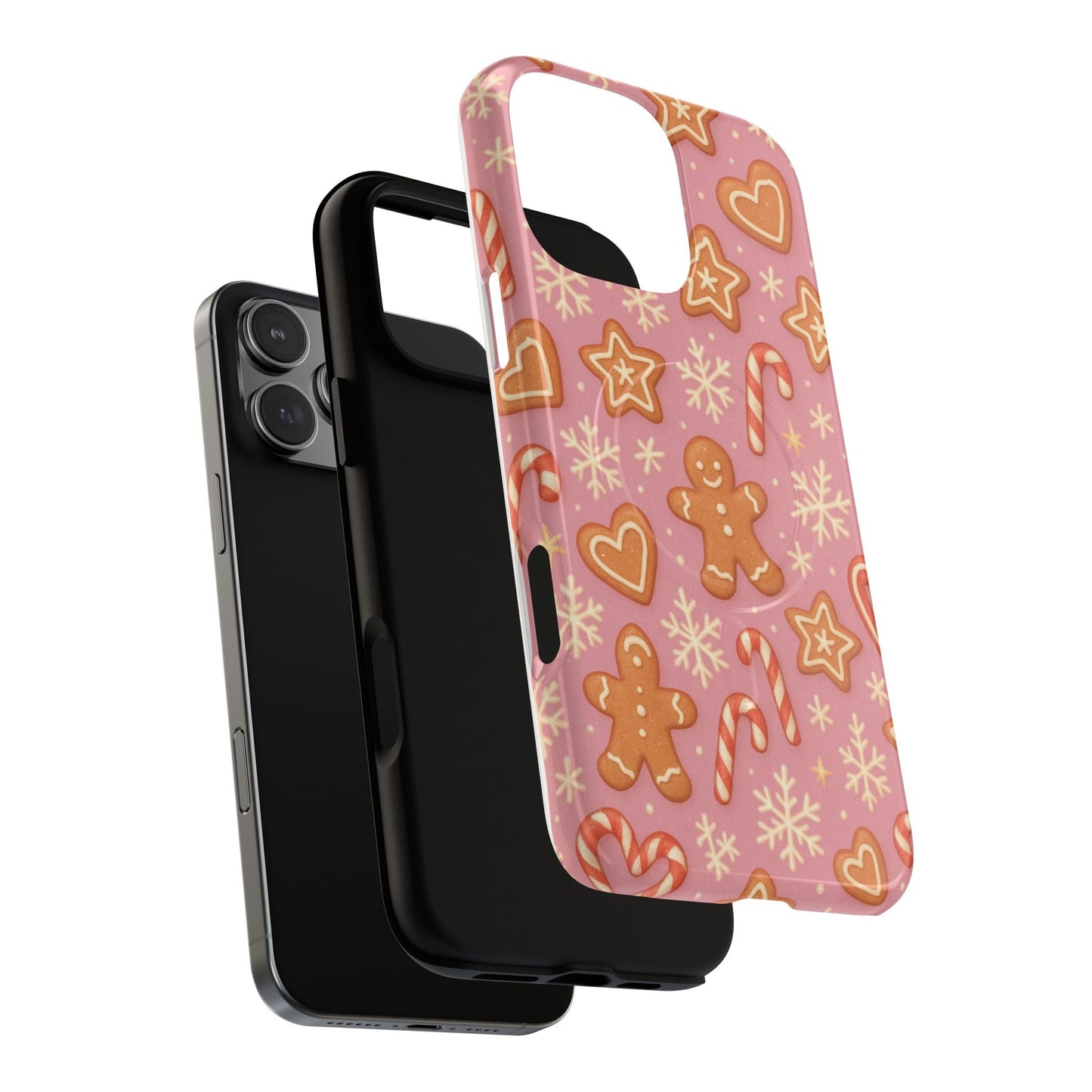 Pink Gingerbread Holiday iPhone Case with MagSafe compatibility