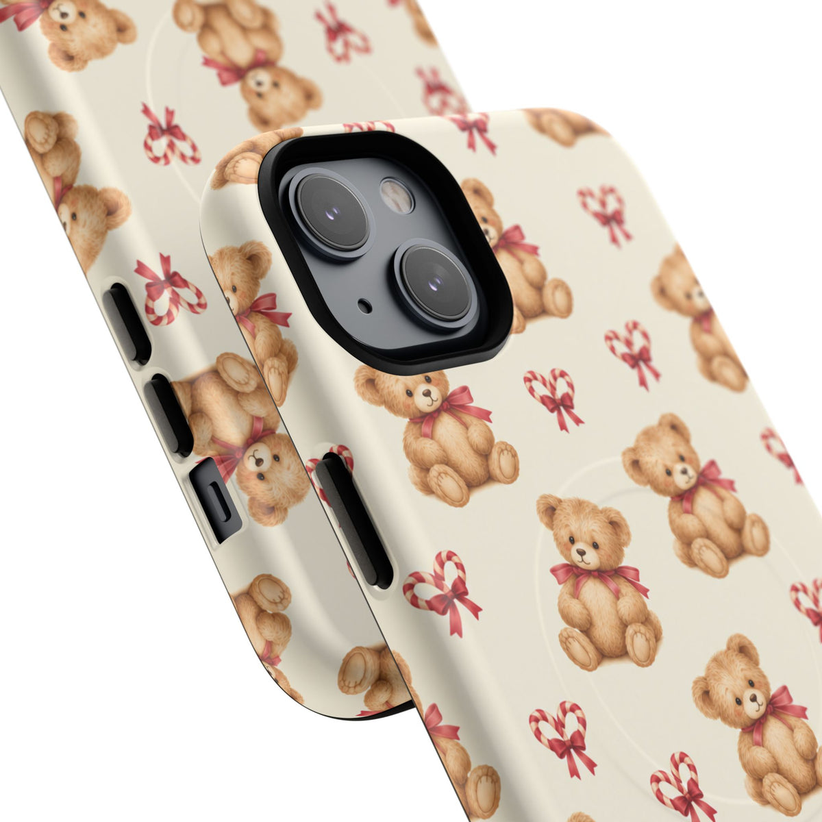 Coque iPhone Ourson des fêtes et sucres d’orge en forme de cœur avec MagSafe