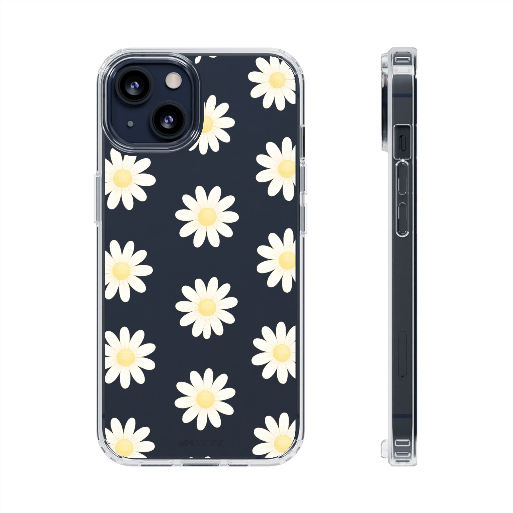 Clear Daisy Floral Phone Case, Impact-Resistant, Anti-Yellowing, Camera & Screen Protection - iPhone 13 / Without gift packaging - Shamo's