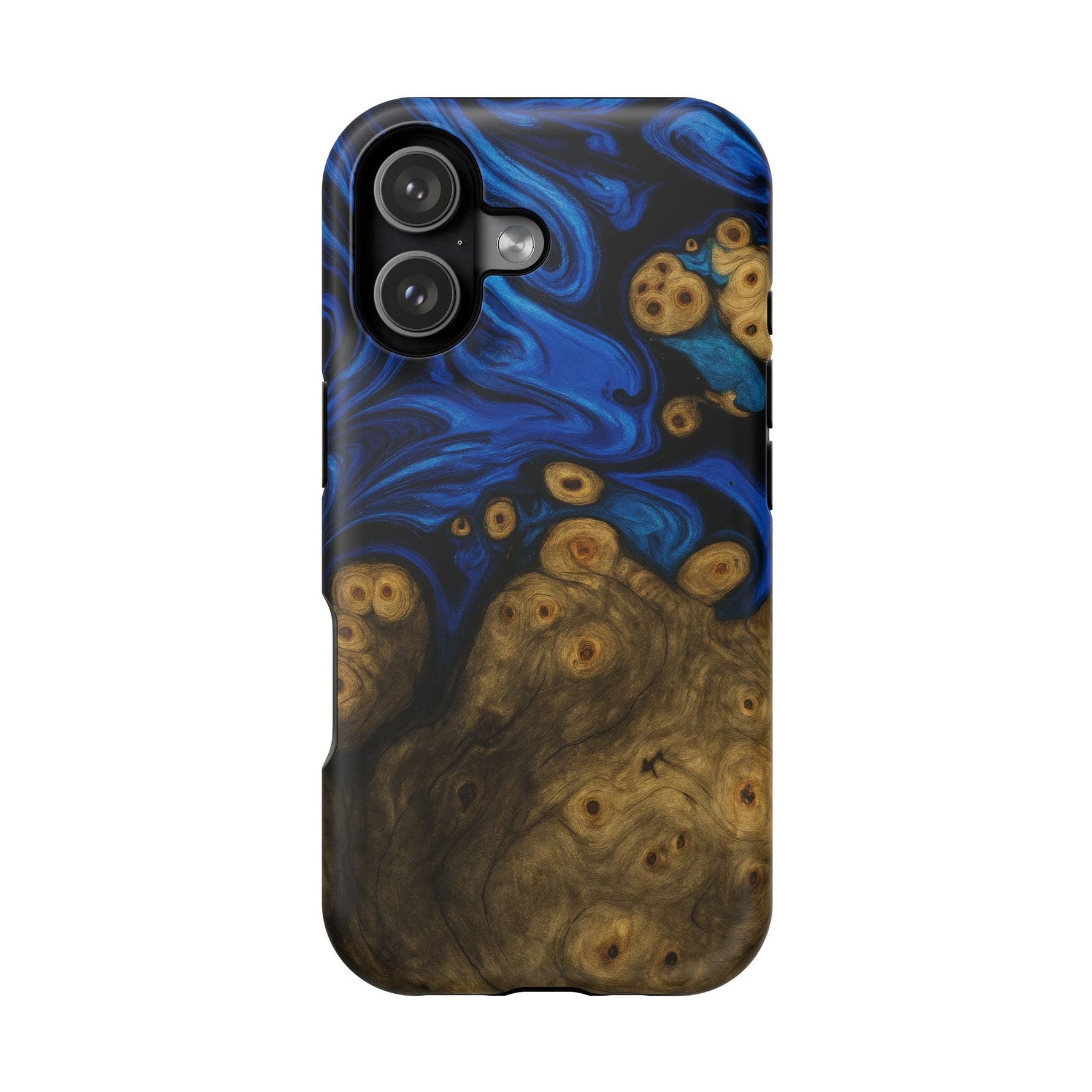 Blue Swirl & Burl Wood Impact iPhone Case | MagSafe compatible  Shamo's iPhone 17 / Matte