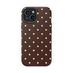 Polka Dot iPhone Case — Brown & Cream Protective Cover with MagSafe compatibility  Shamo's iPhone 15 / Matte