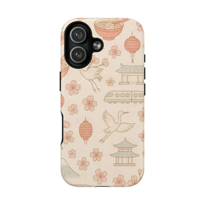Japan Hand-Drawn Cherry Blossom iPhone Case with MagSafe