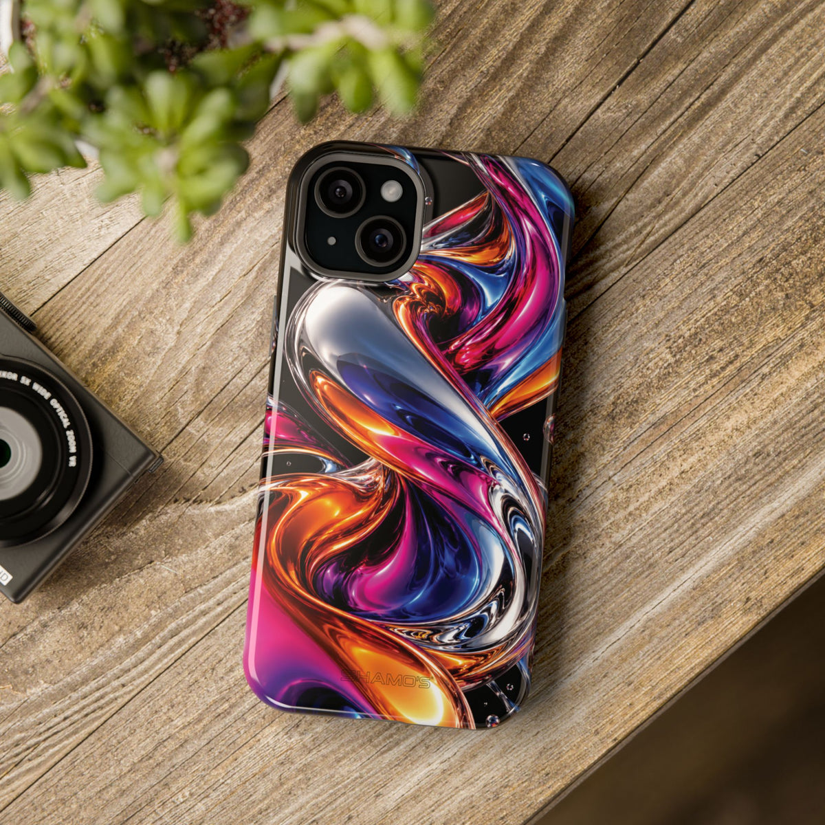 Liquid Aurora MagSafe Phone Case – Colorful Chrome-Effect Swirls | Glossy