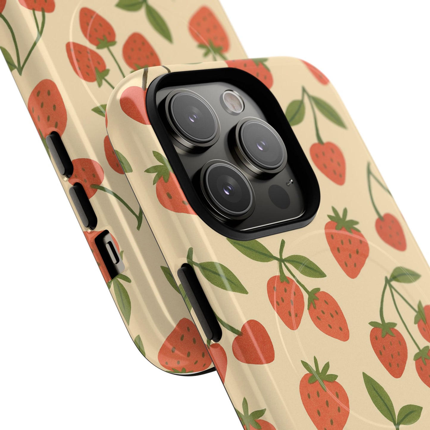 Strawberry Cherry Fruit Pattern iPhone Case | MagSafe Compatible
