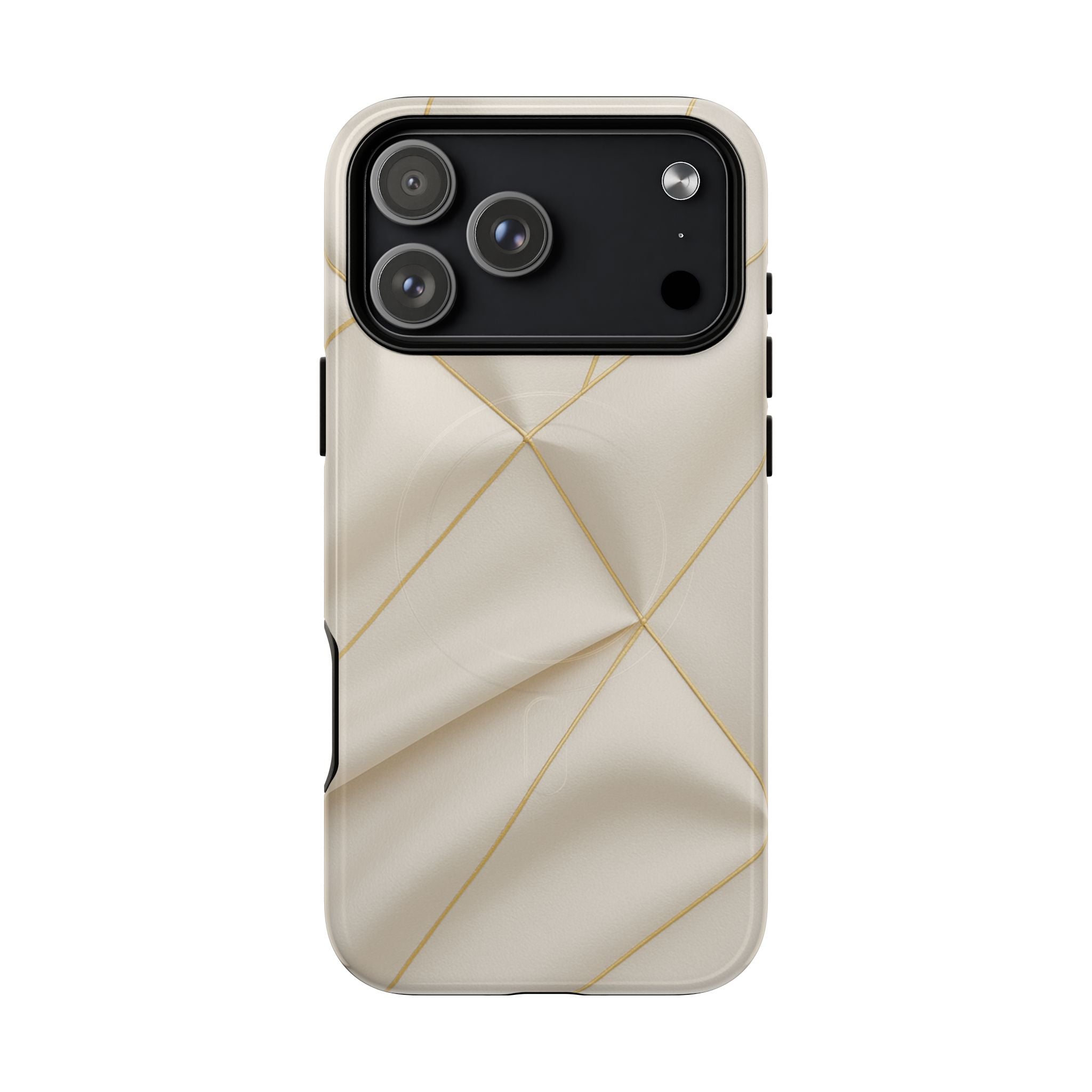 Beige Gold Geometric Luxury Series iPhone Case with MagSafe - Shamo's
